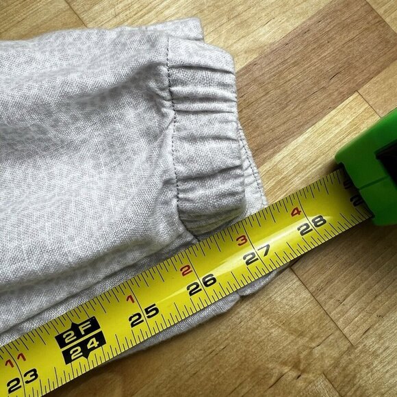 Athleta Cabo Linen Jogger Pants Beige Leopard Print Drawstring‎ Beach Size 8 - Picture 13 of 13